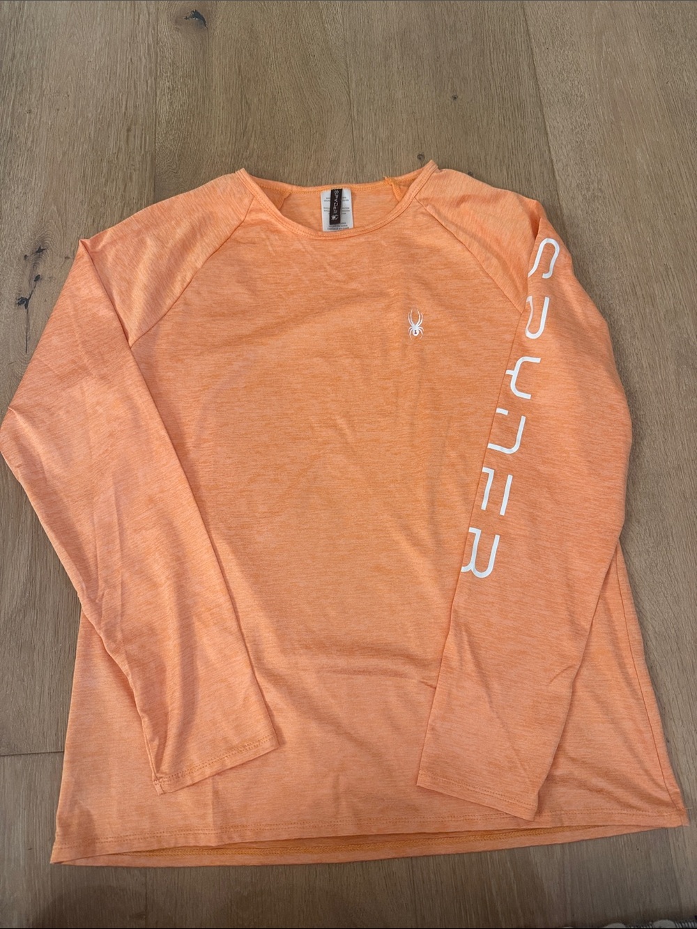 Spyder Men’s Long-Sleeve Crew Shirt - Peach Orange with White Logo